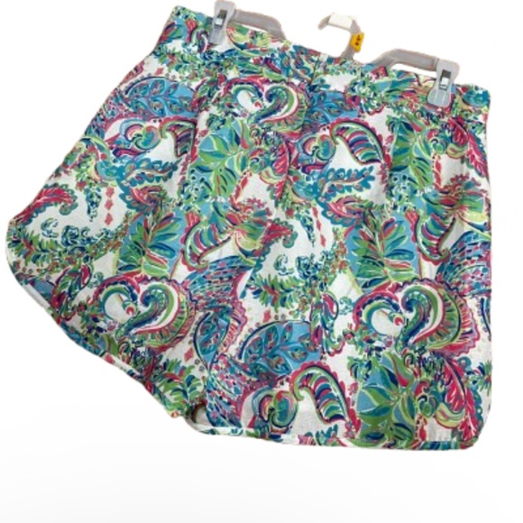 Like the Moon Women Green Multi Paisley & Floral Print Spring/Summer Shorts Sz-L - Picture 5 of 5